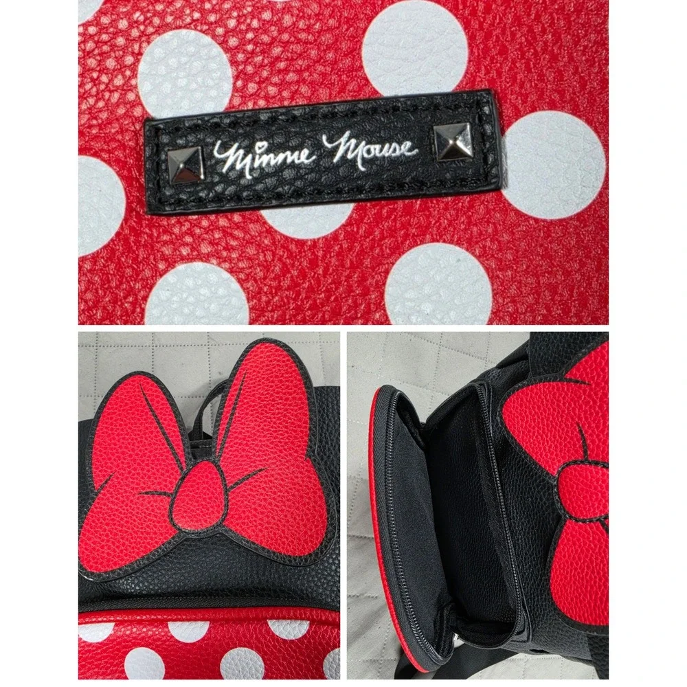 Disney Minnie Mouse Mini Backpack Black & Red Polka Dot w/ Bow & Ears